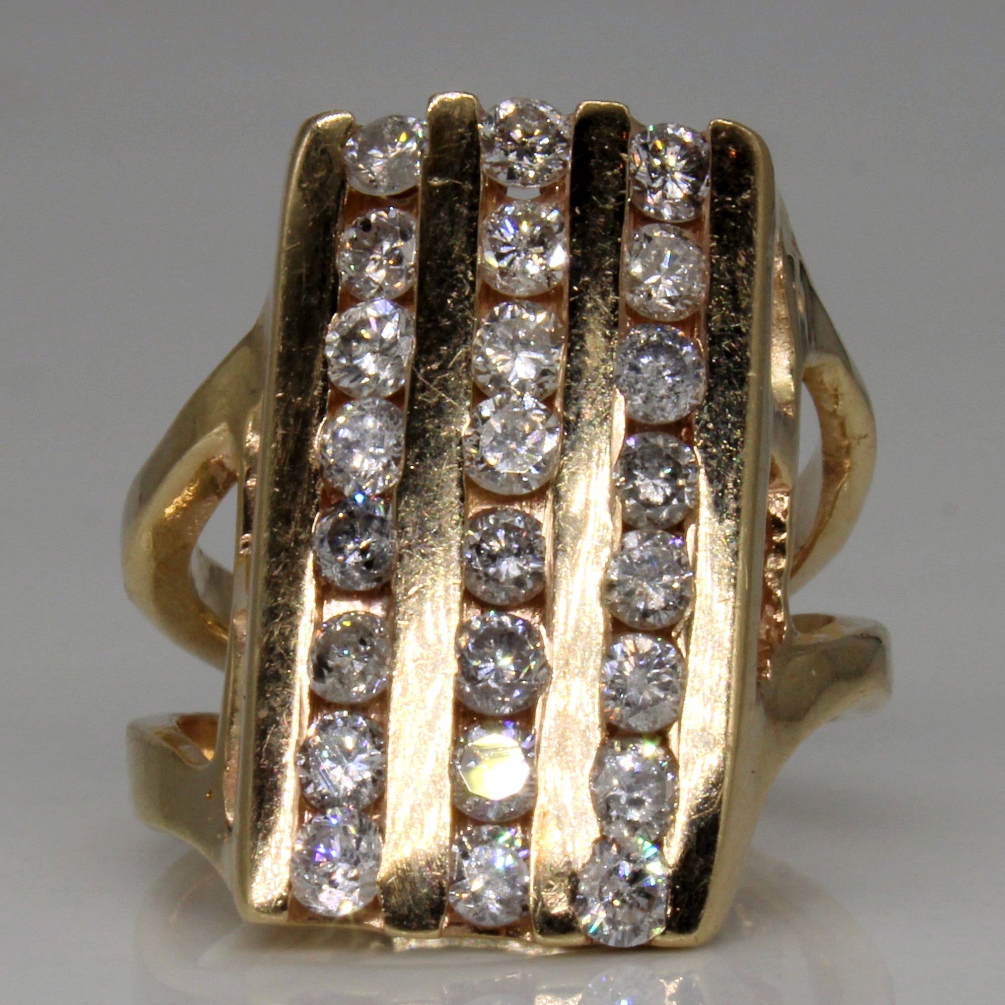 Channel Set Diamond Column Ring | 1.32ctw | SZ 6 |