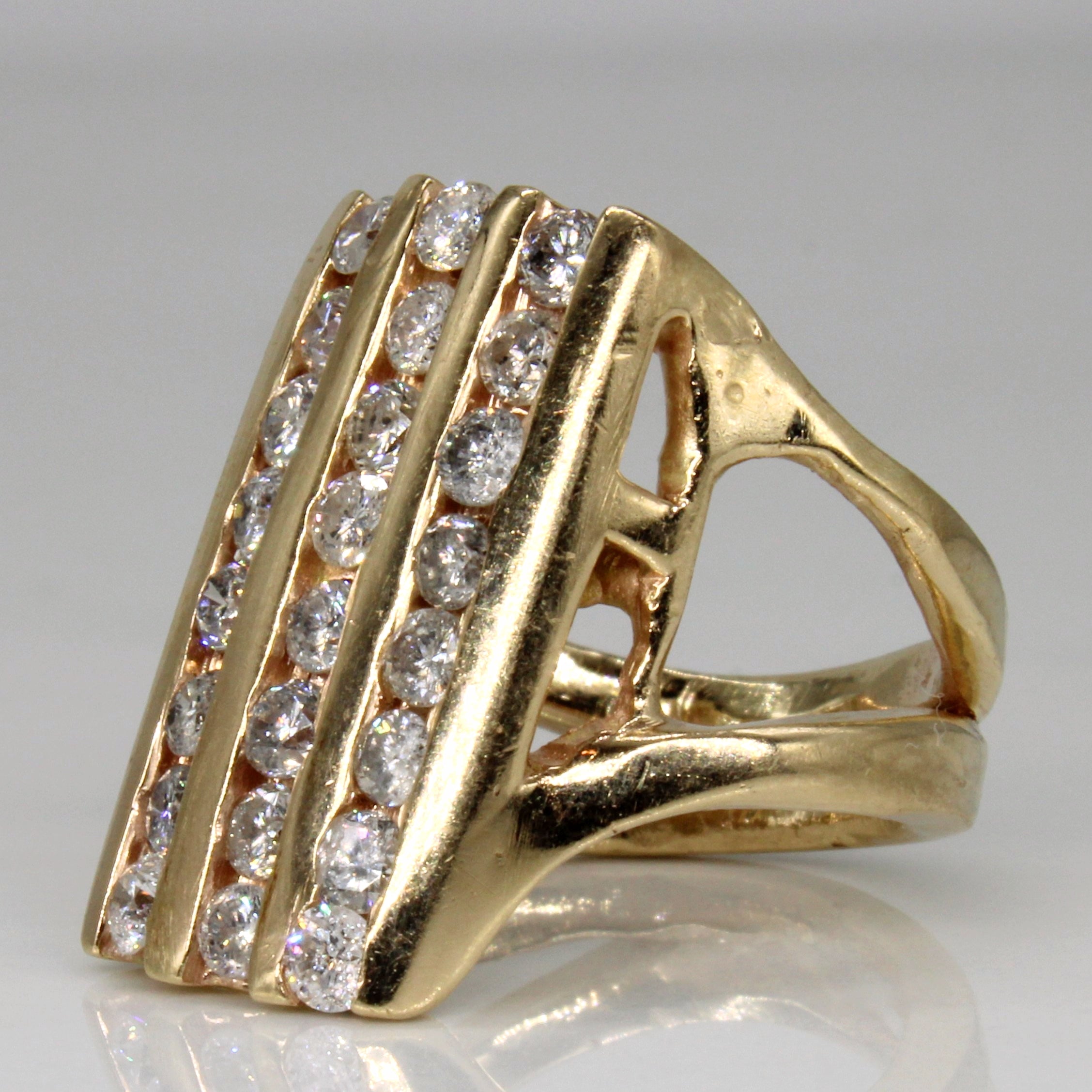 Channel Set Diamond Column Ring | 1.32ctw | SZ 6 |