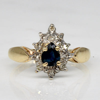 Pear Sapphire & Diamond Ring | 0.35ct, 0.08ctw | SZ 5 |