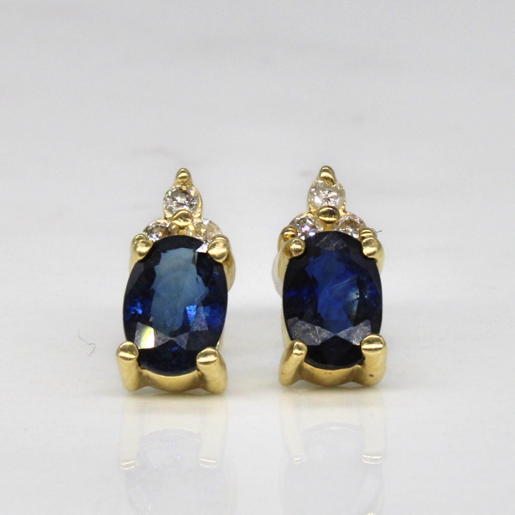 Sapphire & Diamond Stud Earrings | 1.00ctw, 0.06ctw |