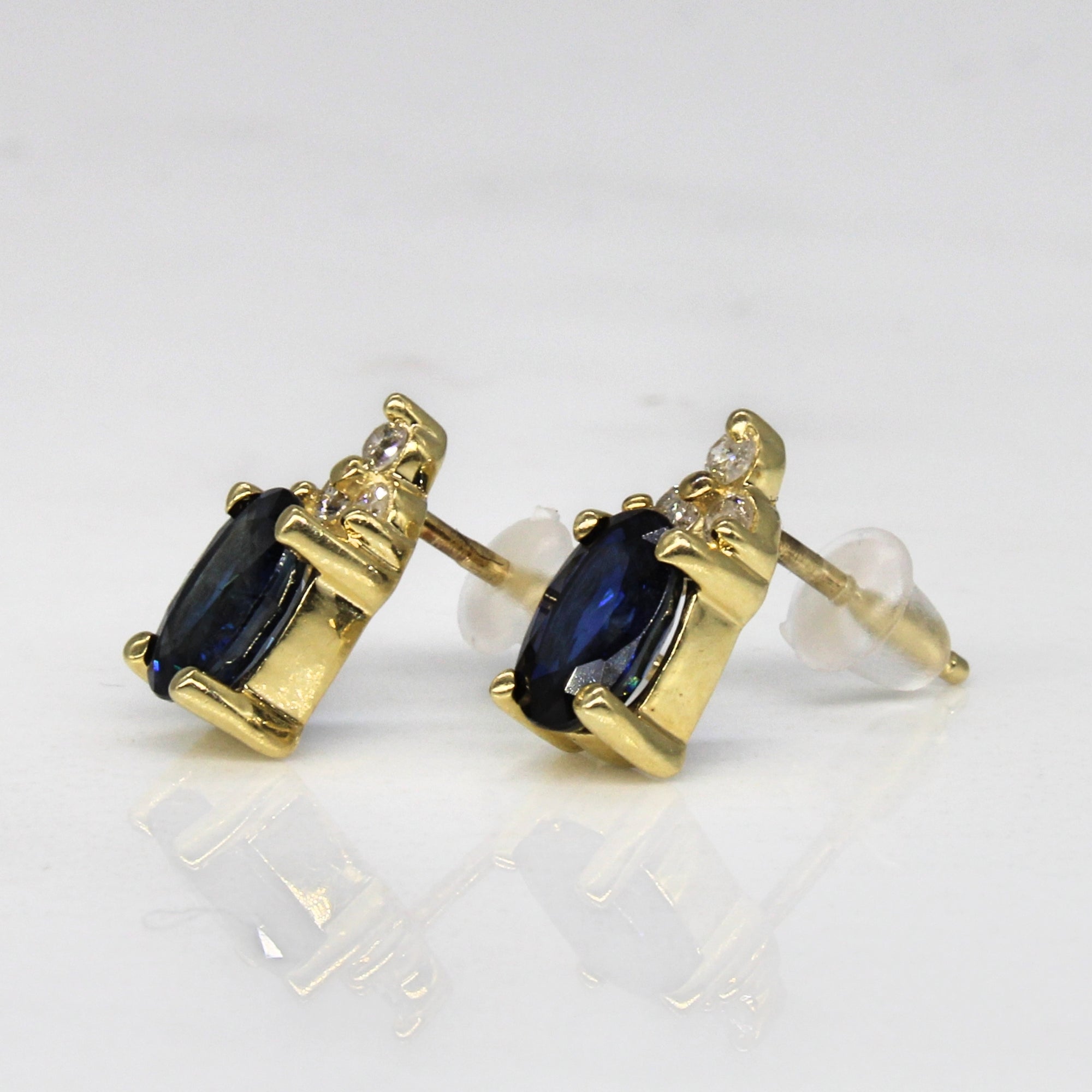 Sapphire & Diamond Stud Earrings | 1.00ctw, 0.06ctw |