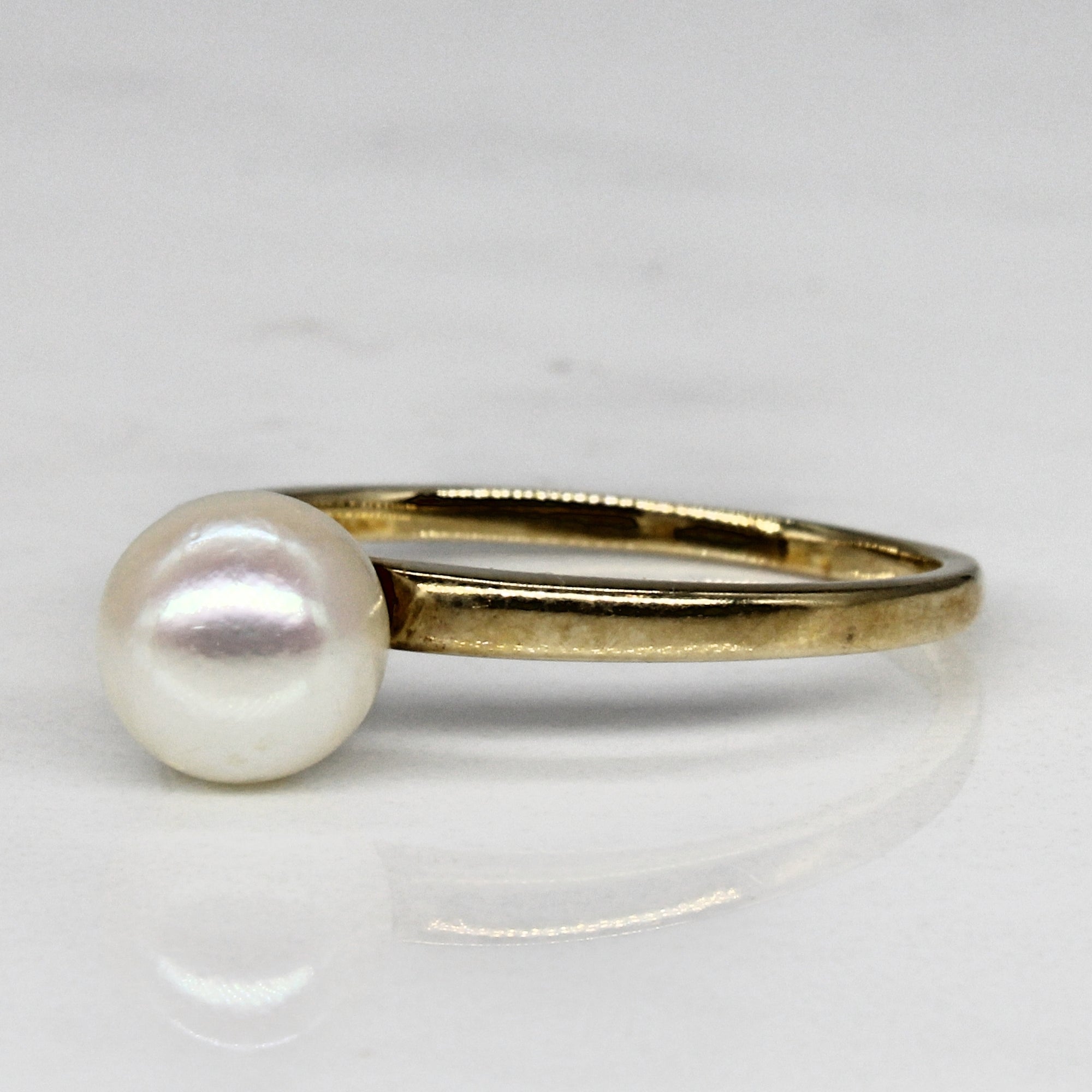 Mid Century Solitaire Pearl Ring | SZ 7.5 |