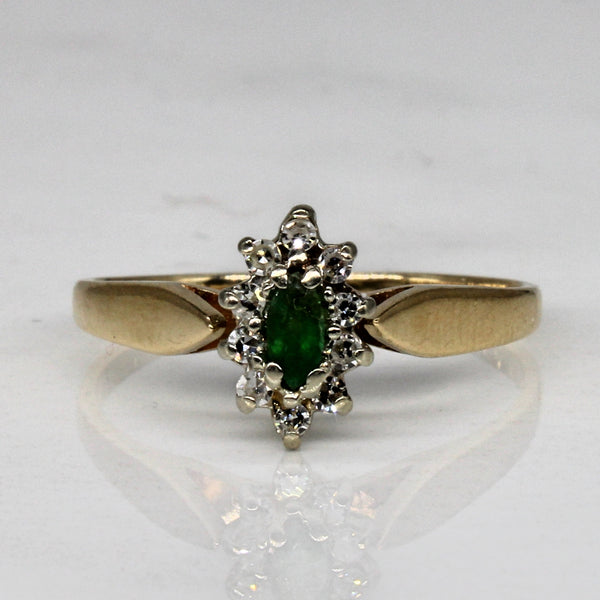 Diamond & Emerald Cluster Ring | 0.10ctw, 0.07ct | SZ 6.5 |