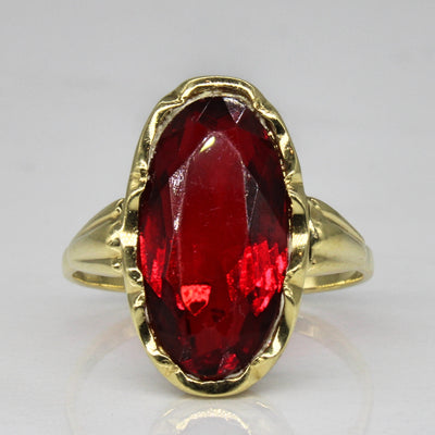 Mid Century Red Glass Cocktail Ring | 4.00ct | SZ 6.5 |