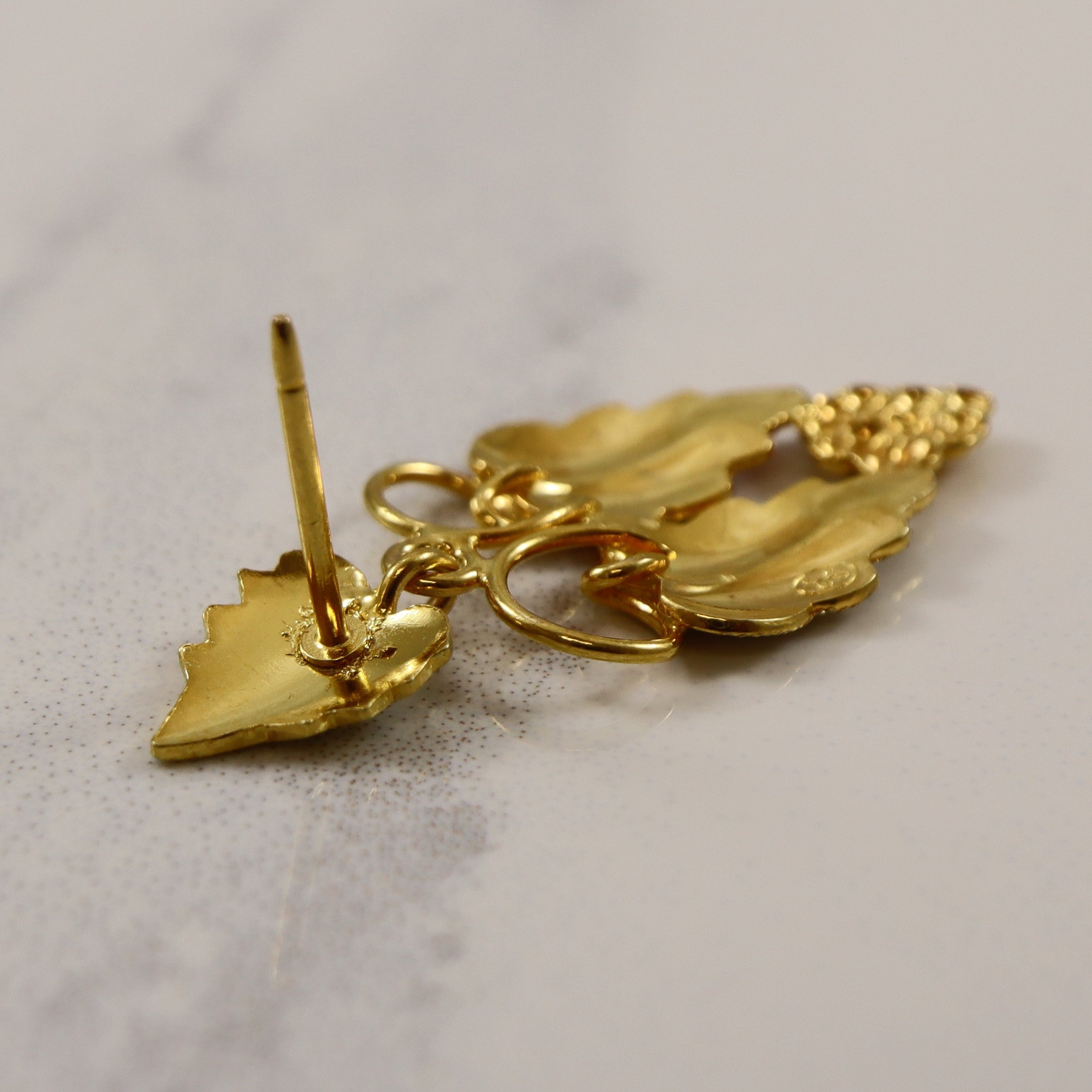Multi Gold Grape Leaf Drop Earrings |