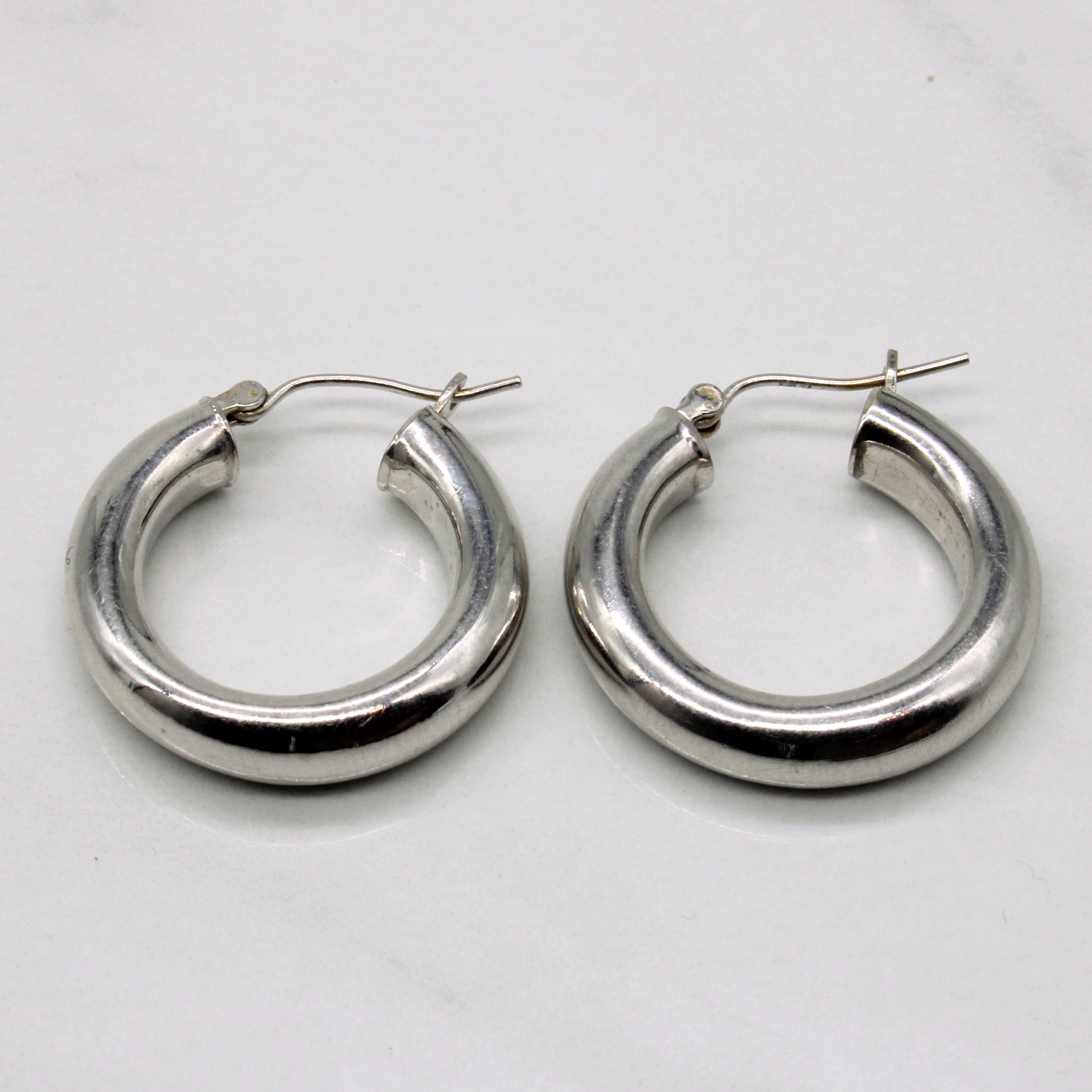 14k White Gold Hoop Earrings |