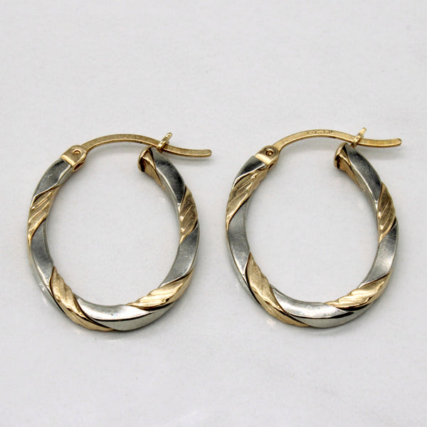 Two Tone Oval Hoop Earrings |