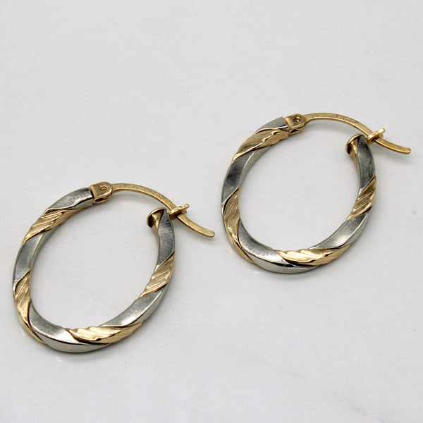 Two Tone Oval Hoop Earrings |