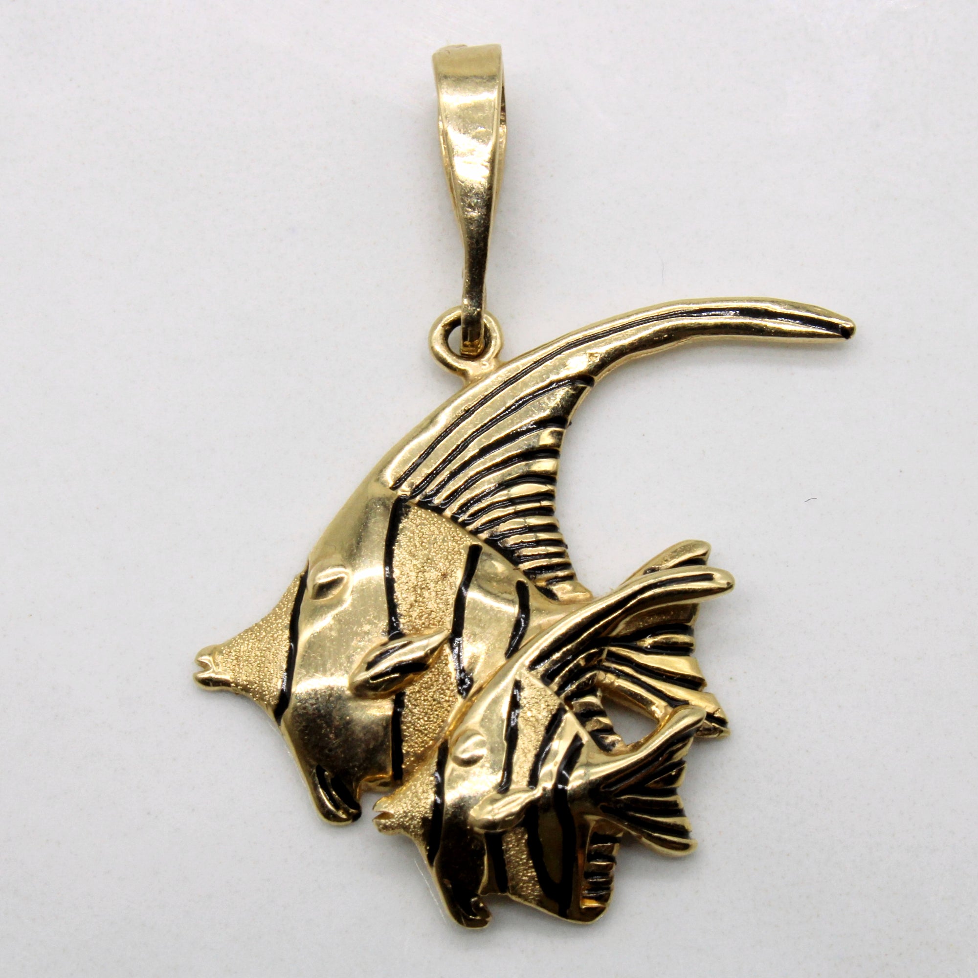 Yellow Gold Angel Fish Pendant |