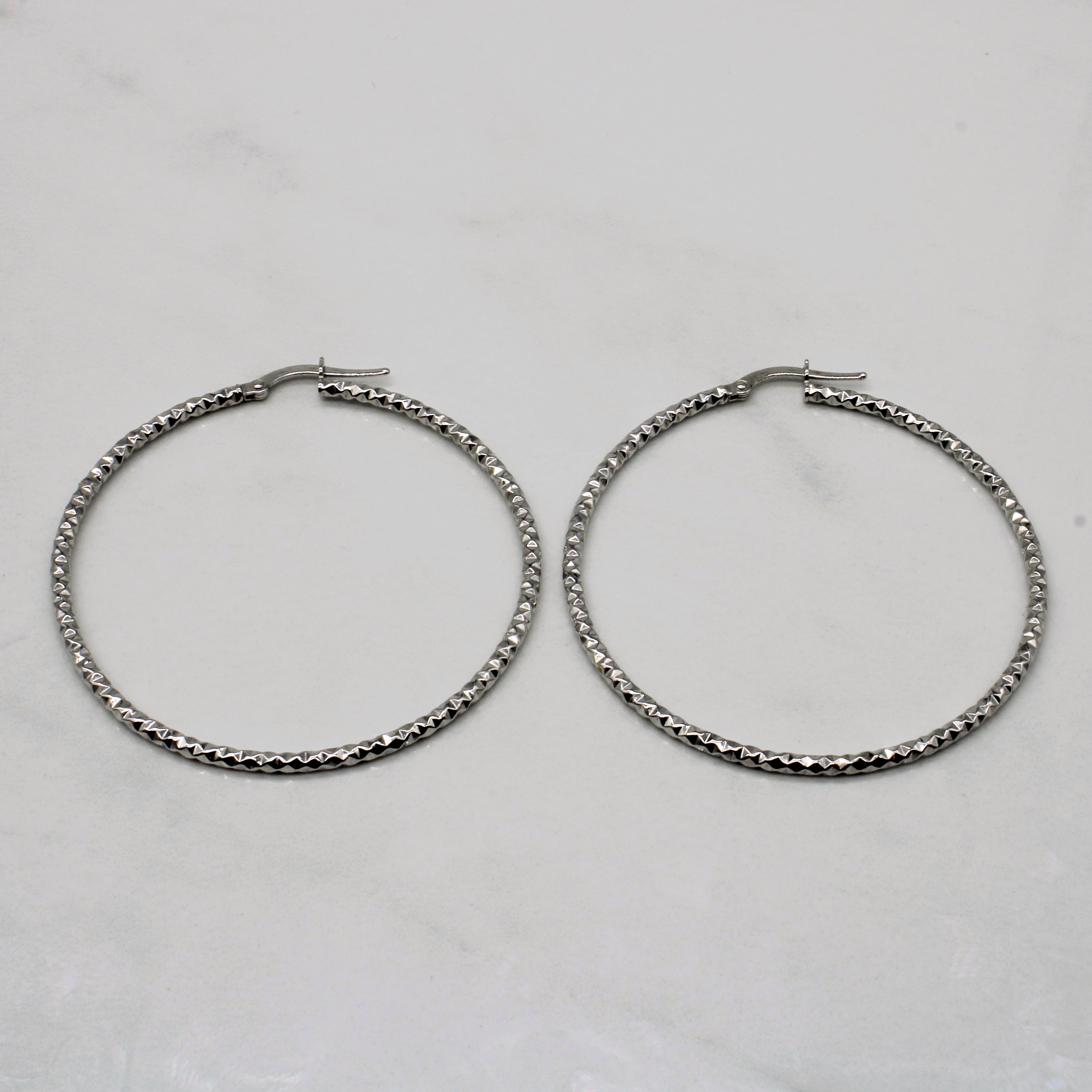 Sparkling White Gold Hoop Earrings |