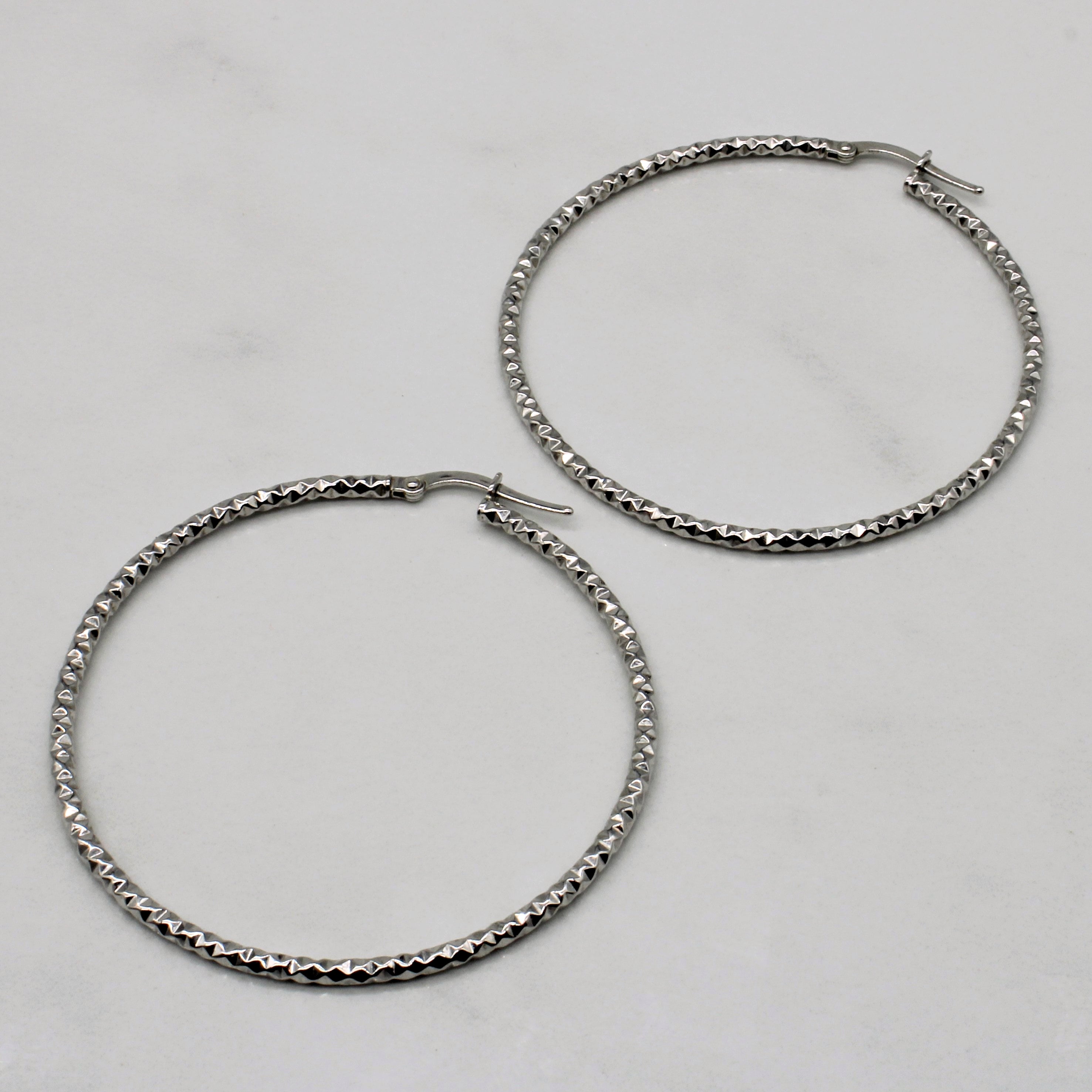 Sparkling White Gold Hoop Earrings |