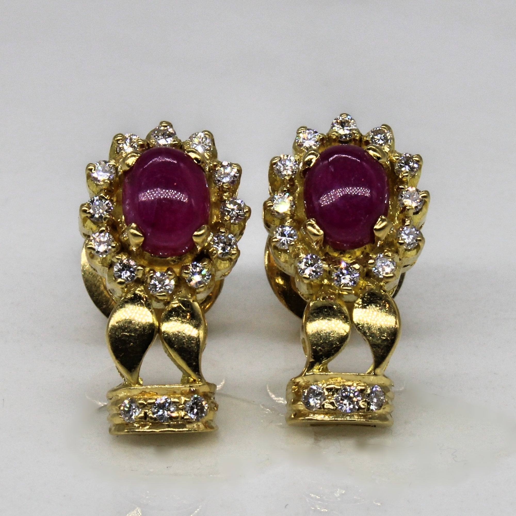 Ruby & Diamond Stud Earrings | 1.00ctw, 0.25ctw |