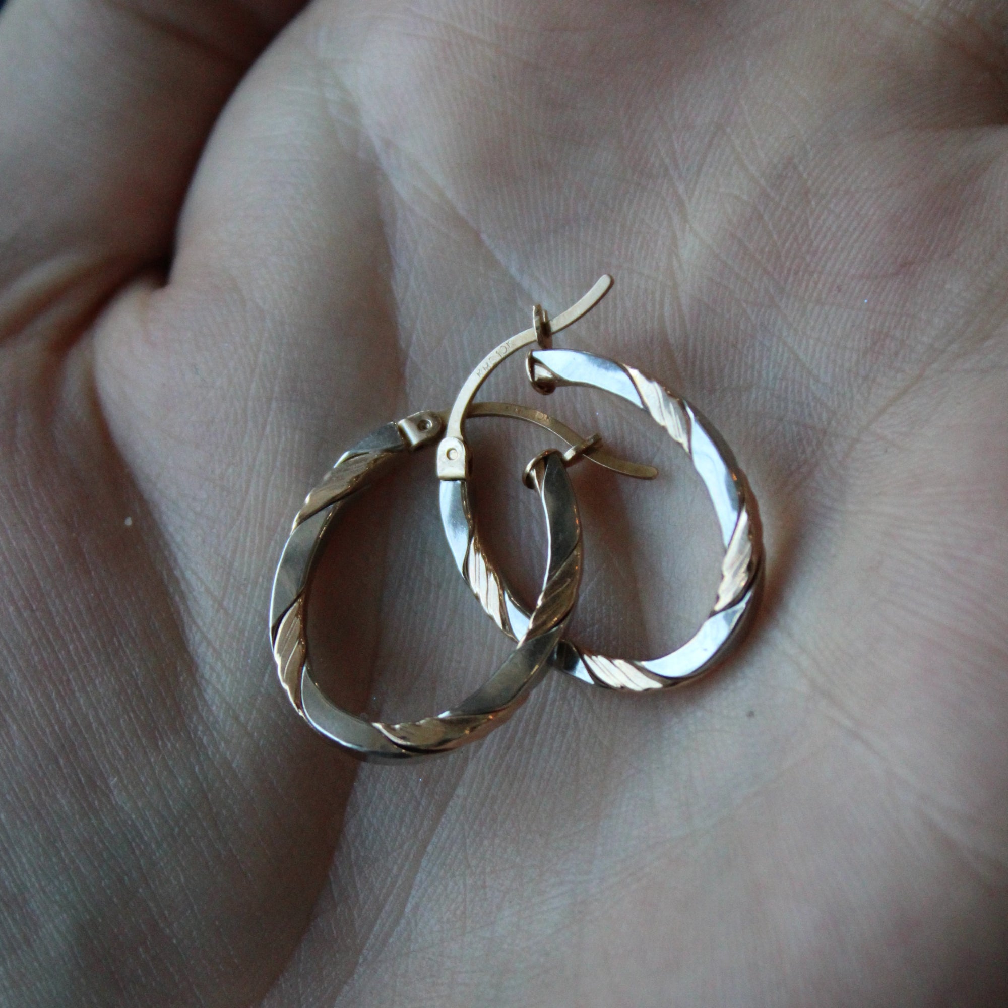 Two Tone Oval Hoop Earrings |