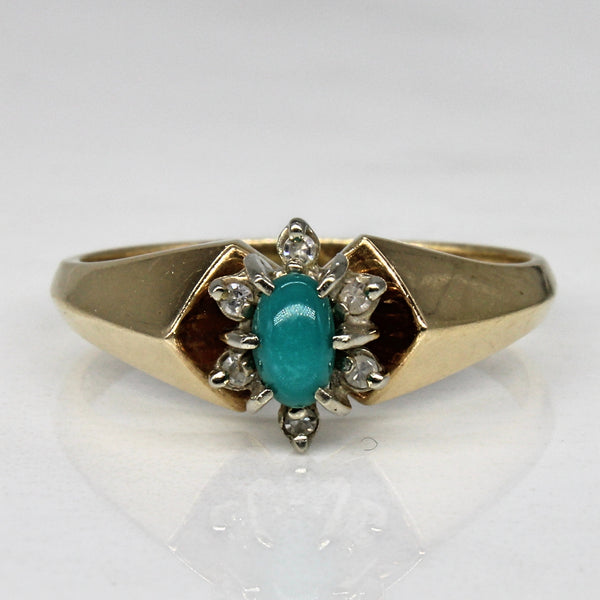 Chrysoprase & Diamond High Set Ring | 0.18ct, 0.06ctw | SZ 7.25 |