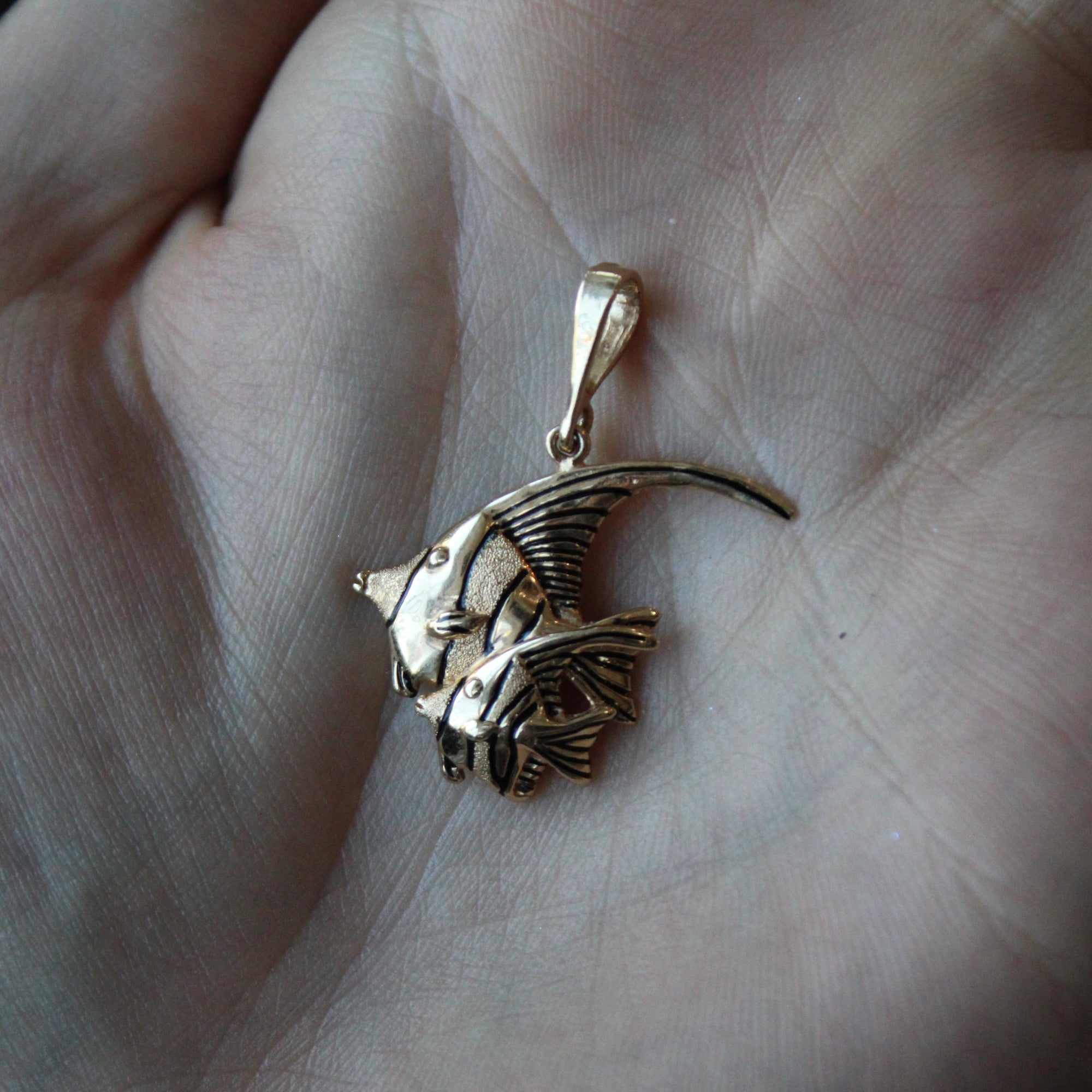 Yellow Gold Angel Fish Pendant |