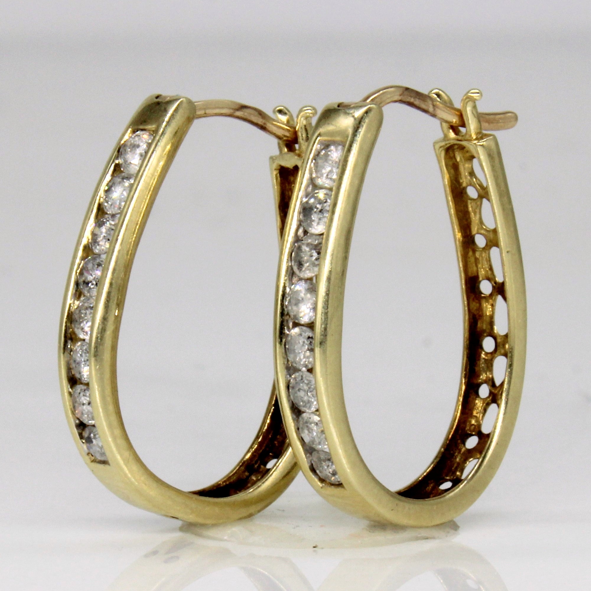 Diamond Oval Hoop Earrings | 0.42ctw |