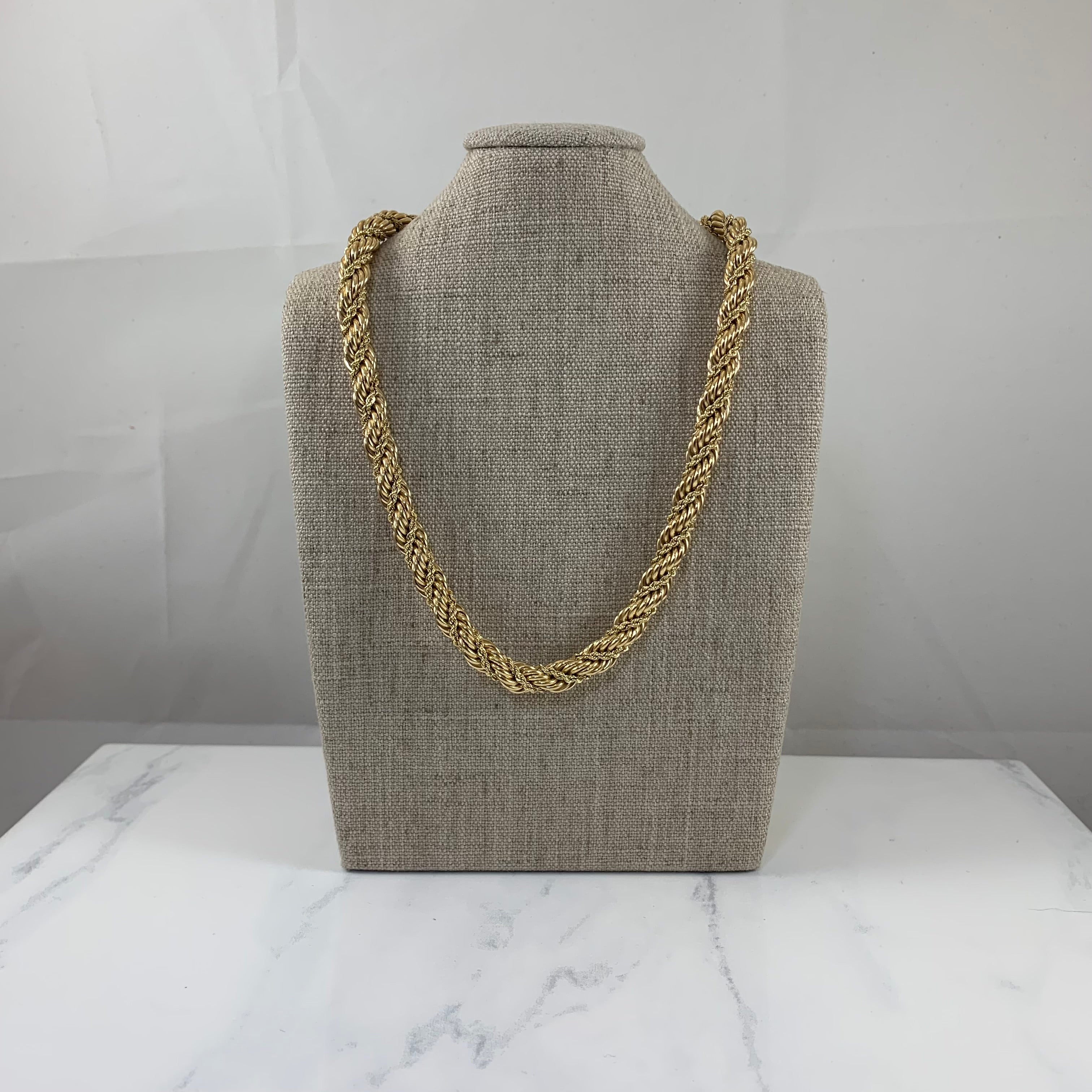 'Tiffany & Co.' Vintage Twisted Rope Necklace & Bracelet Set | 14k | 16" & 8"