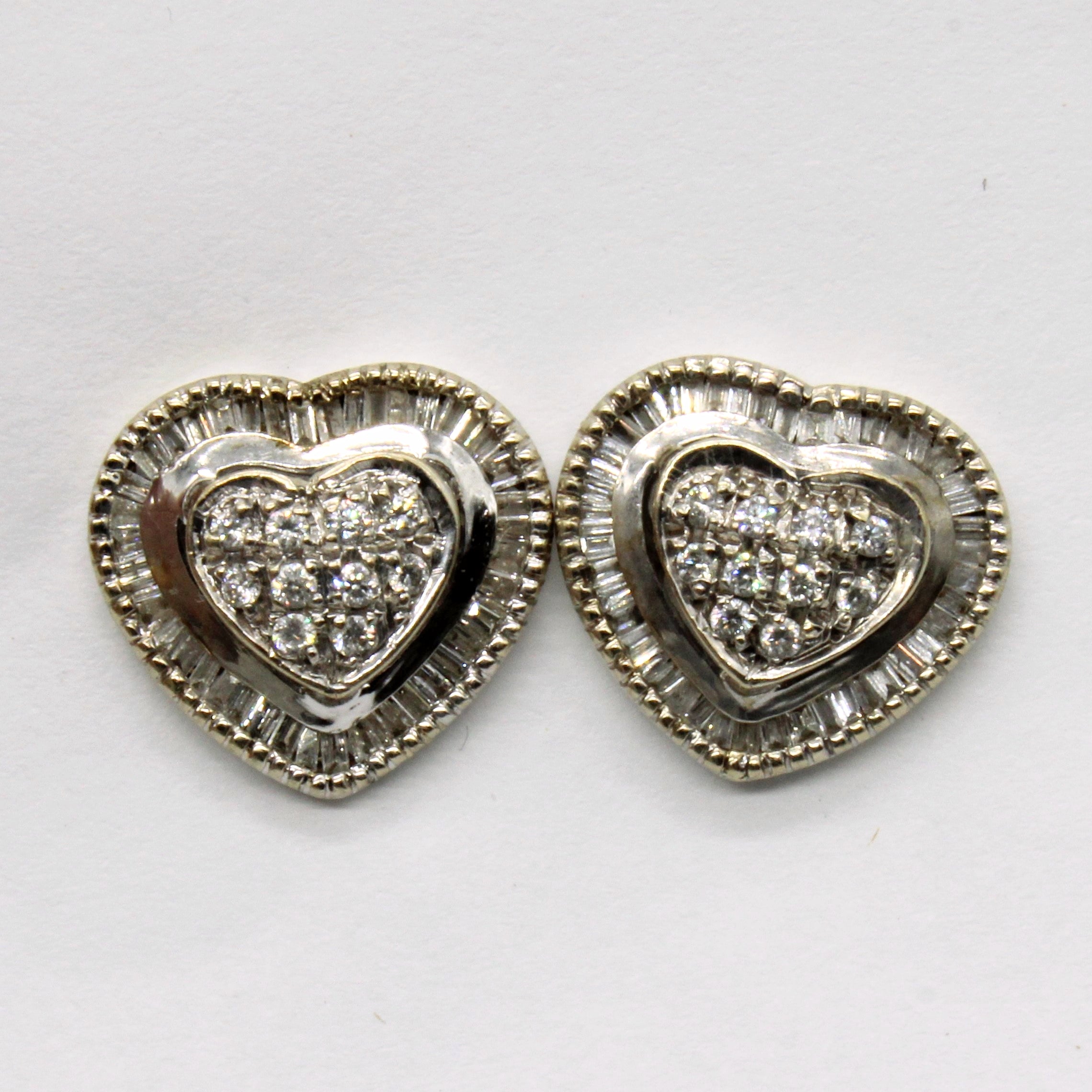 Mixed Cut Diamond Heart Earrings | 0.65ctw |