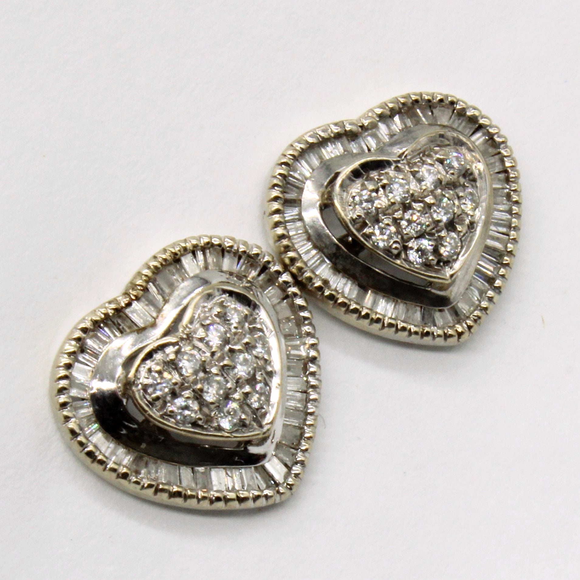 Mixed Cut Diamond Heart Earrings | 0.65ctw |