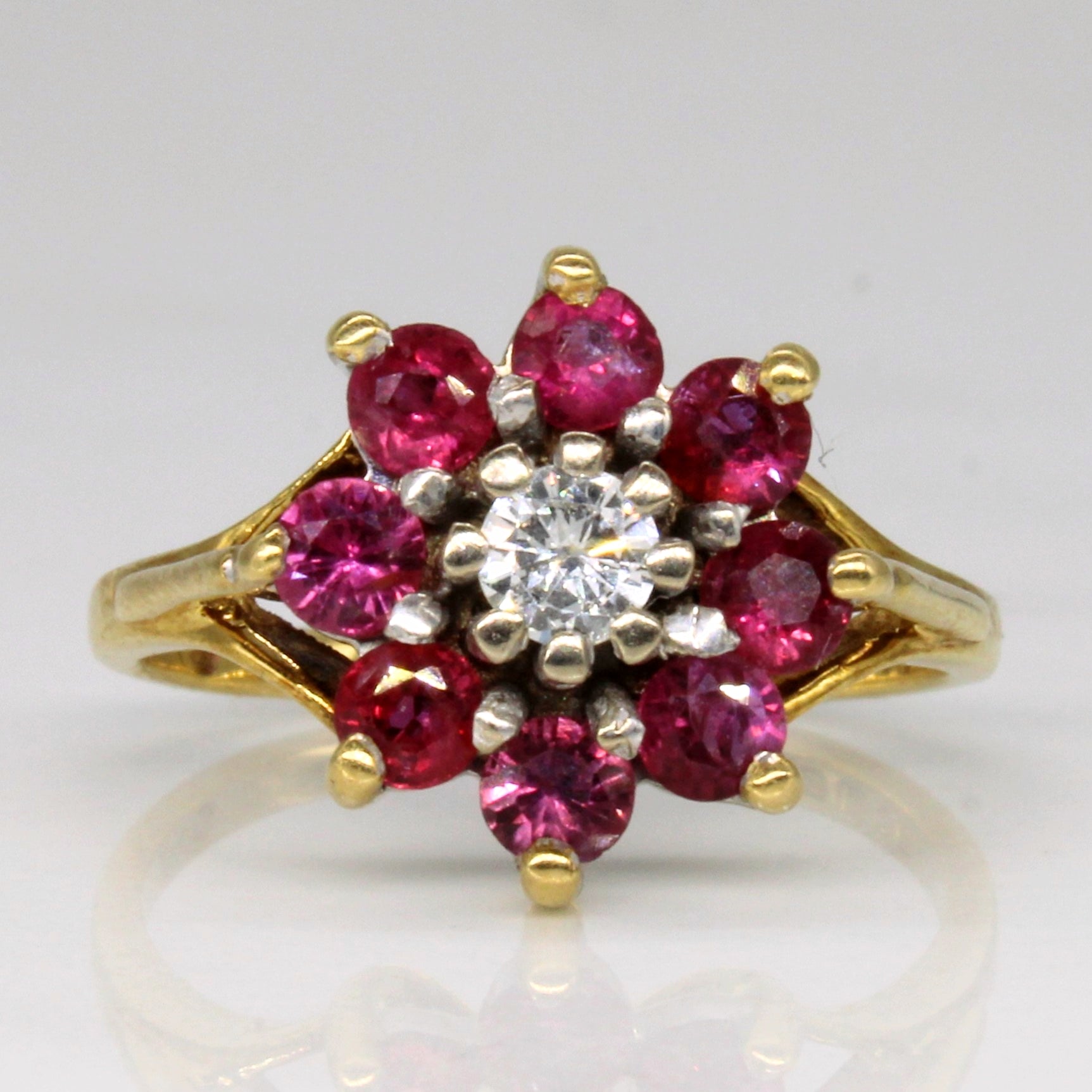 Ruby & Diamond Cluster Ring | 0.75ctw, 0.17ct | SZ 5.75 |