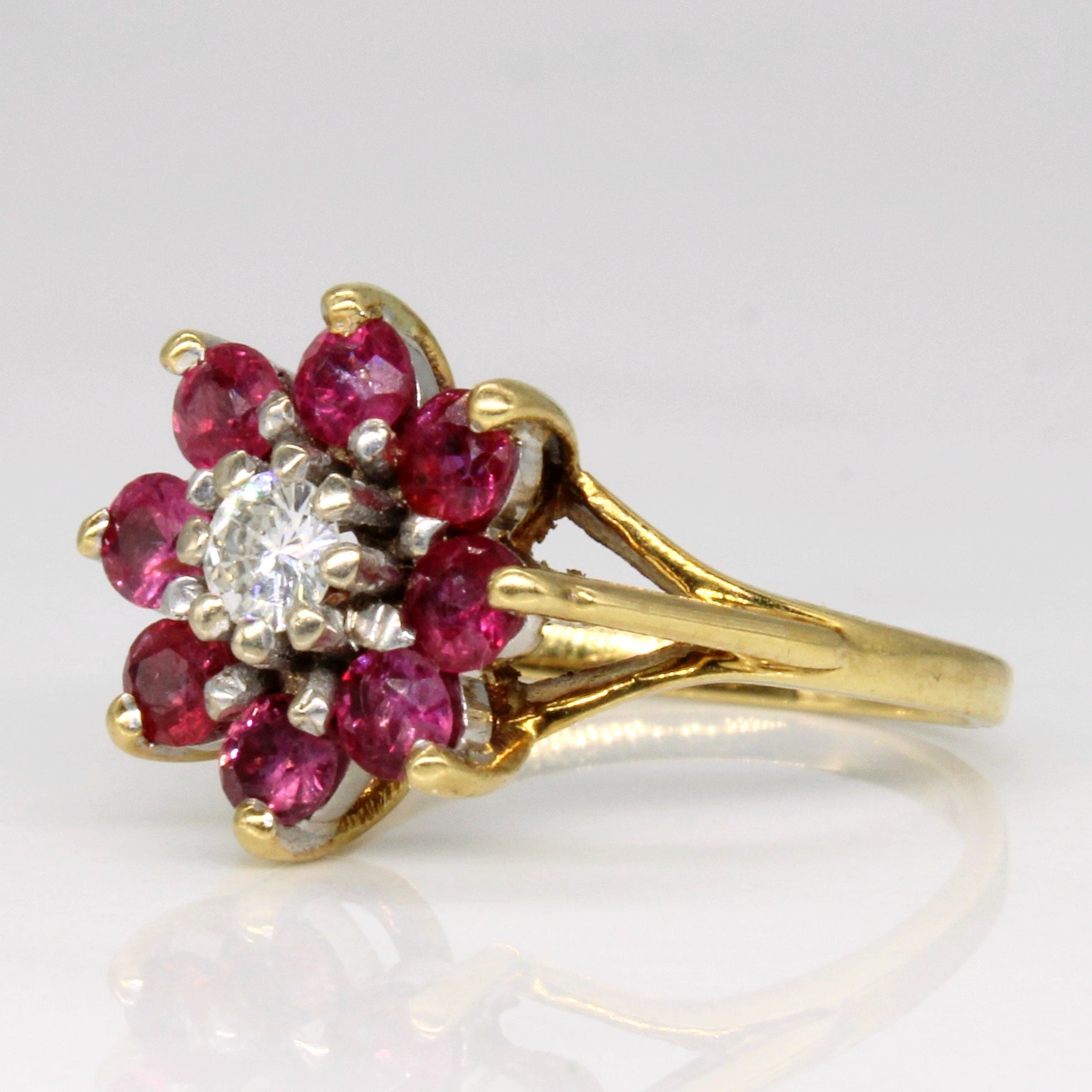 Ruby & Diamond Cluster Ring | 0.75ctw, 0.17ct | SZ 5.75 |