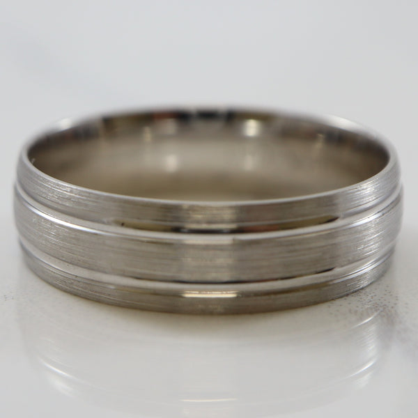 Grooved White Gold Band | SZ 10.25 |