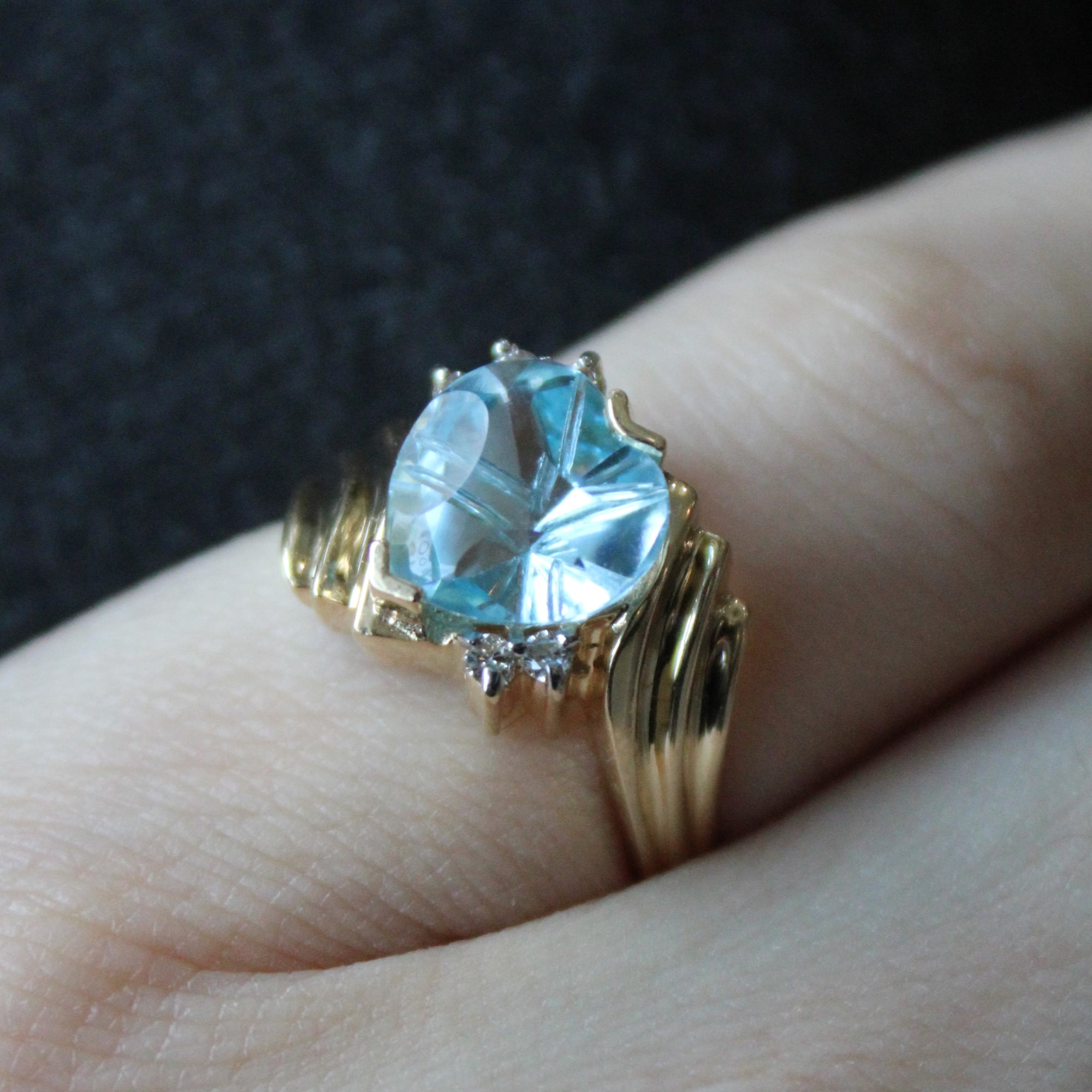 Blue Topaz & Diamond Heart Ring | 2.80ct, 0.07ctw | SZ 6.5 |