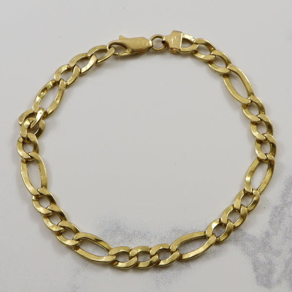 18k Yellow Gold Figaro Chain Bracelet | 7
