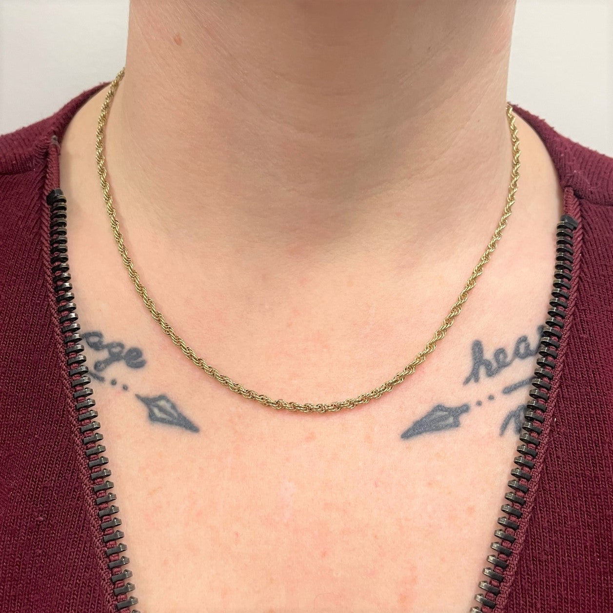 Chaîne corde en or jaune 10 carats | 17 pouces | 