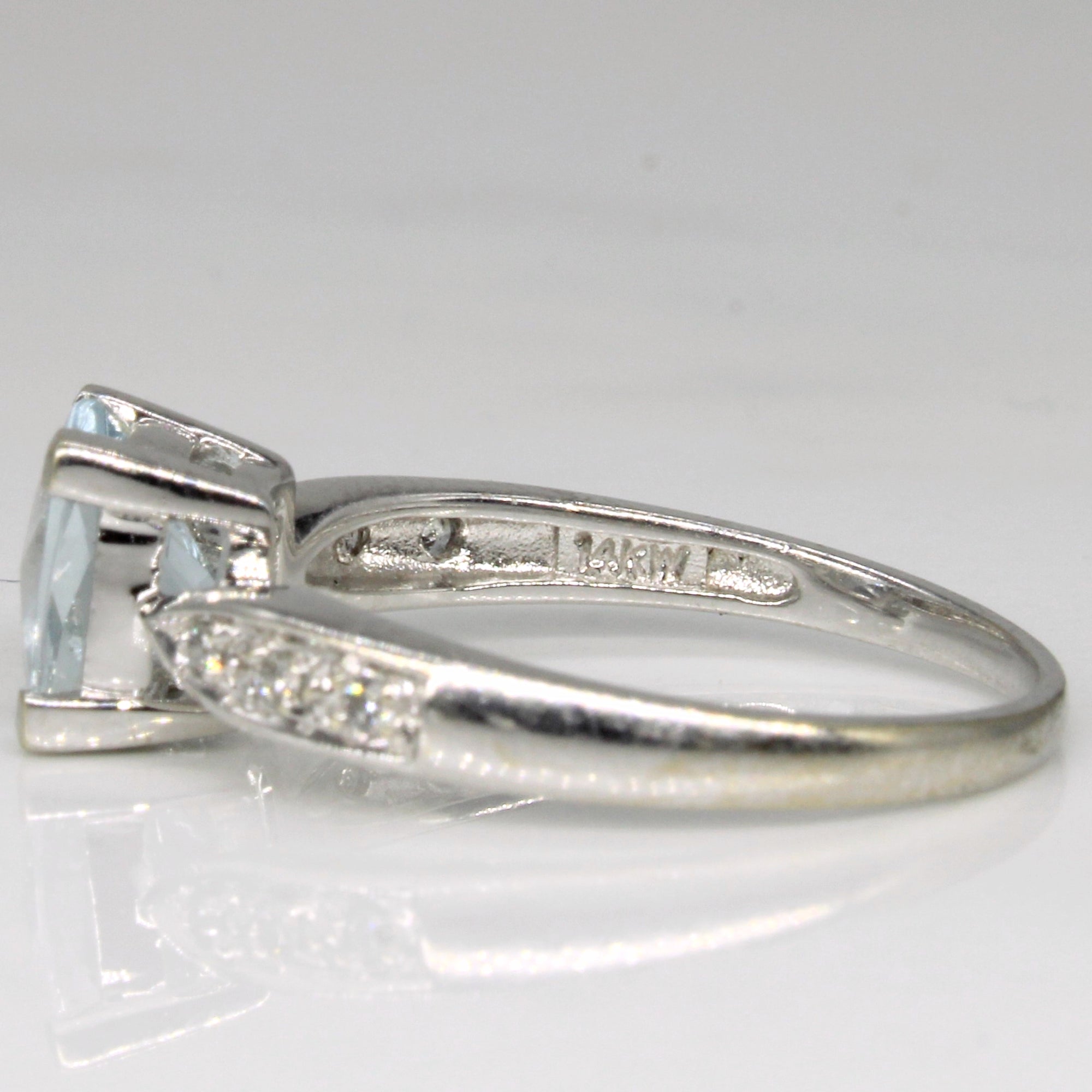 Aquamarine & Diamond Cocktail Ring | 1.10ct, 0.03ctw | SZ 7 |