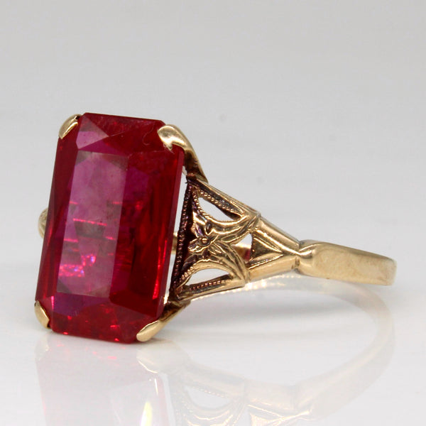 1960's Synthetic Ruby Cocktail Ring | 4.60ct | SZ 7 |
