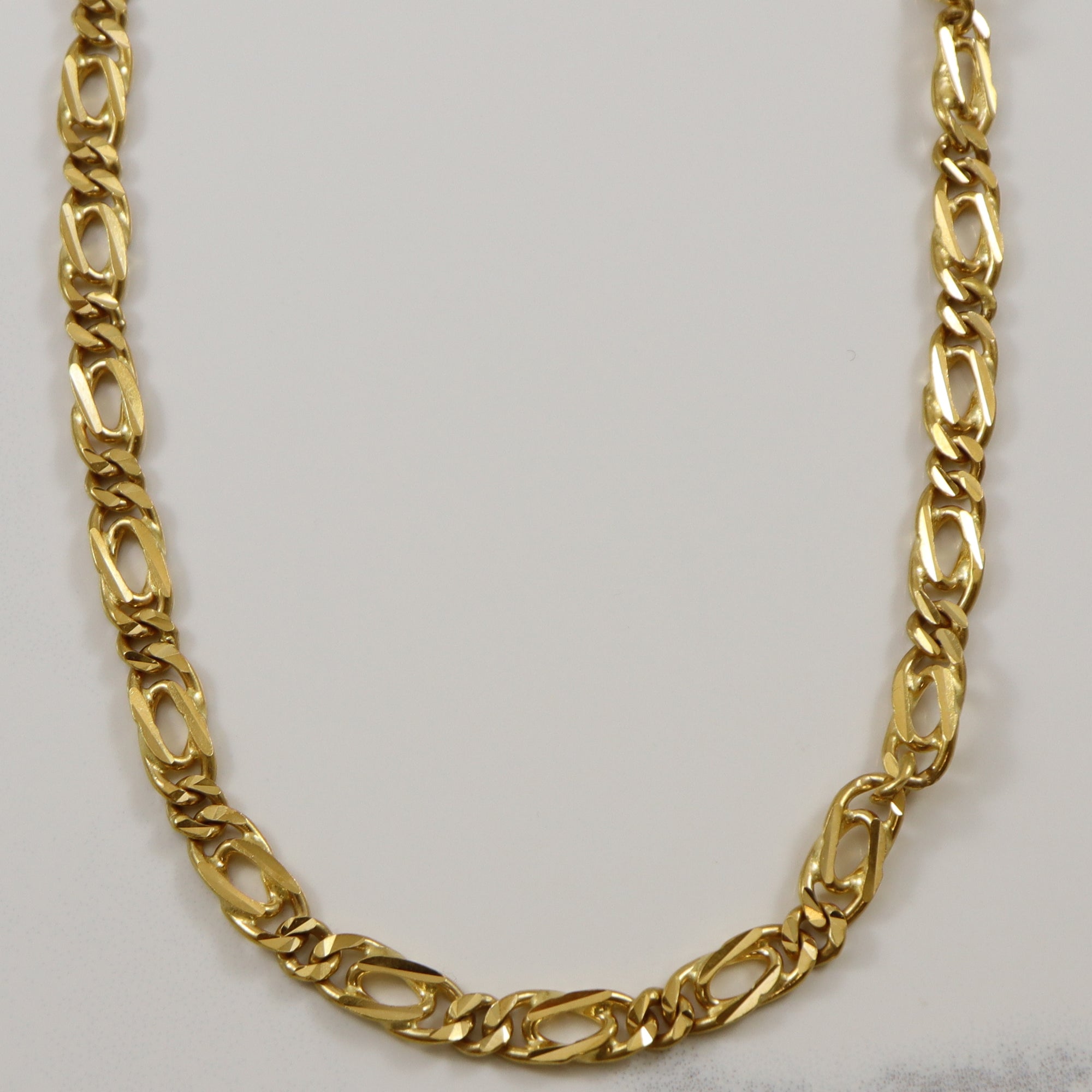 22k Yellow Gold Modified Figaro Chain | 20