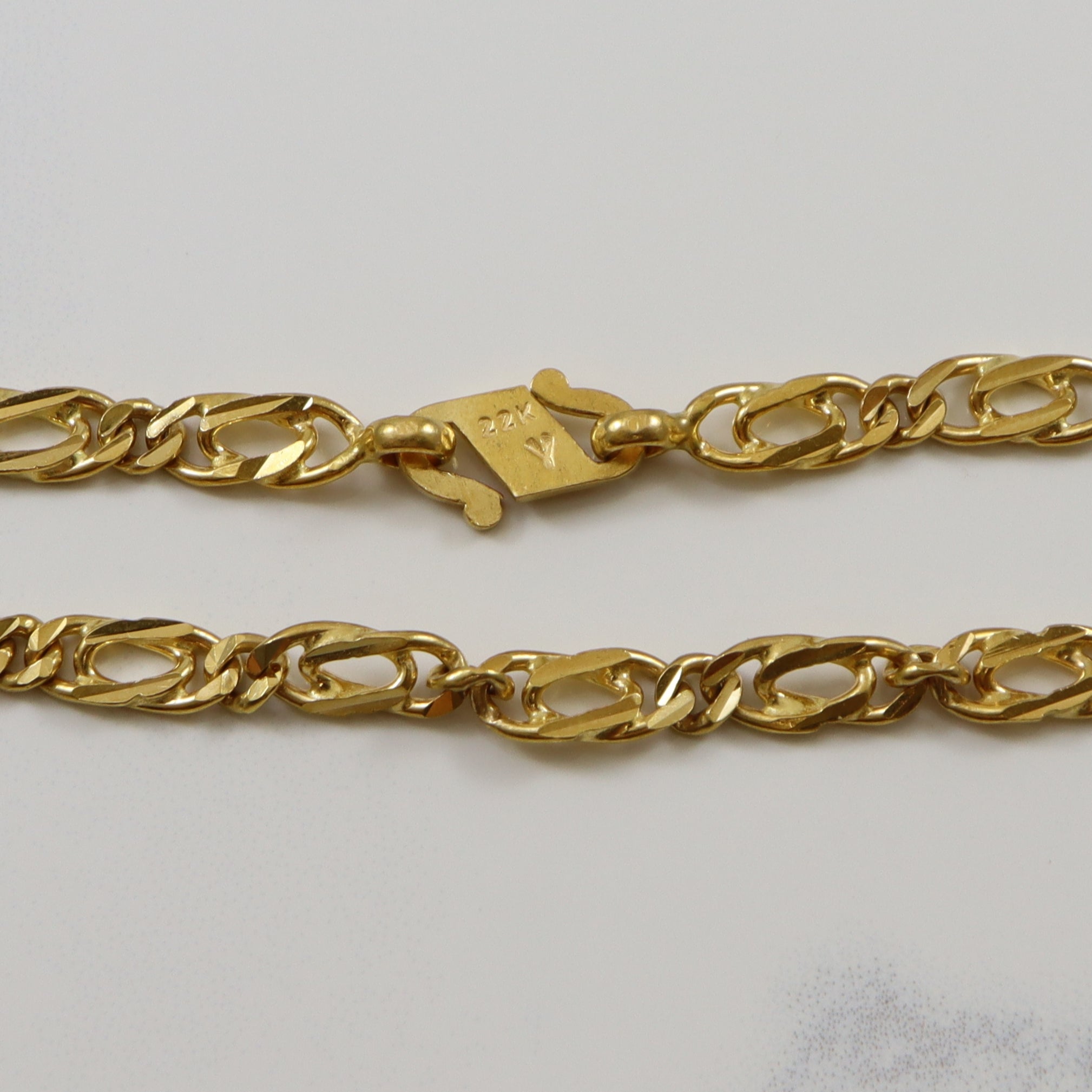 22k Yellow Gold Modified Figaro Chain | 20" |