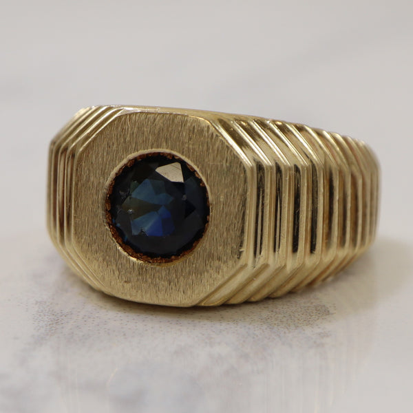 Bezel Set Blue Sapphire Textured Ring | 1.50ct | SZ 8 |