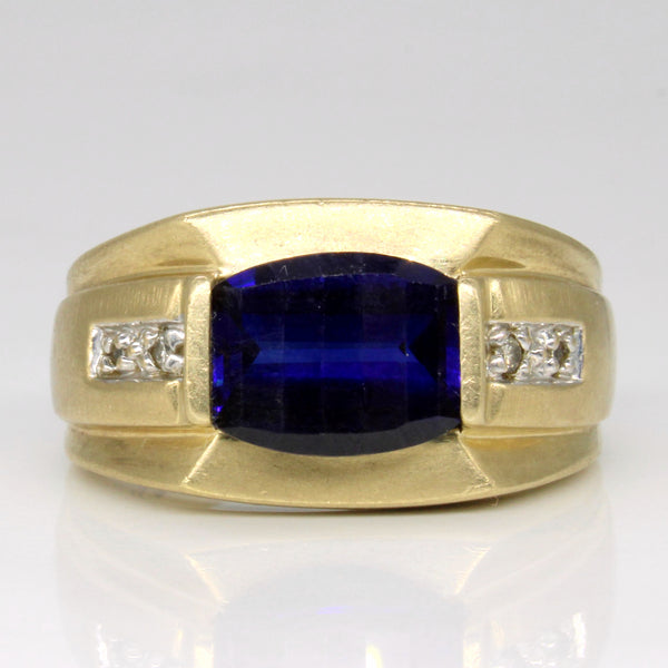 Synthetic Sapphire & Diamond Ring | 4.80ct, 0.06ctw | SZ 10.25 |