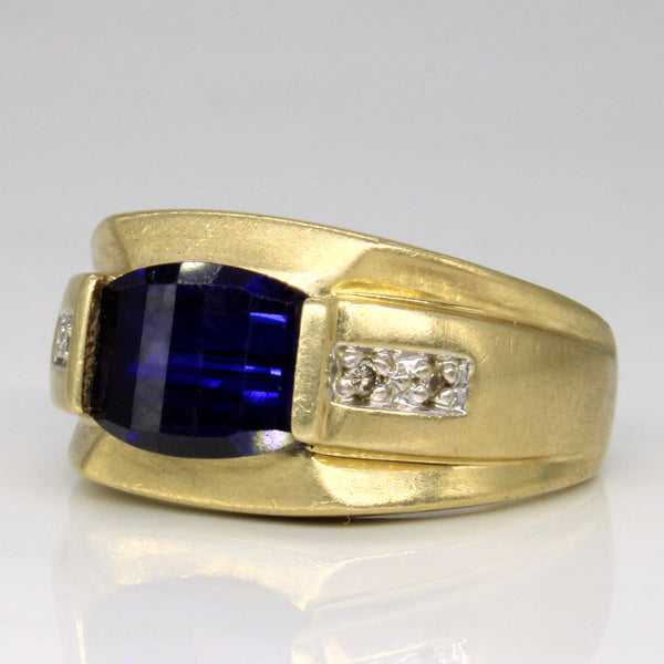 Synthetic Sapphire & Diamond Ring | 4.80ct, 0.06ctw | SZ 10.25 |