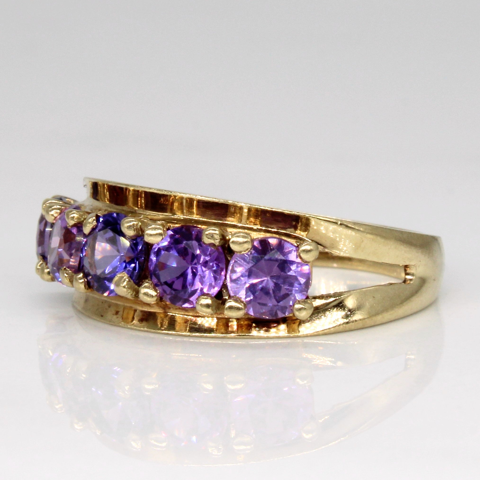 Synthetic Purple Sapphire Five Stone Ring | 2.50ctw | SZ 7 |