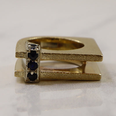 Square Open Work Sapphire Ring | 0.20ctw | SZ 2.5 |