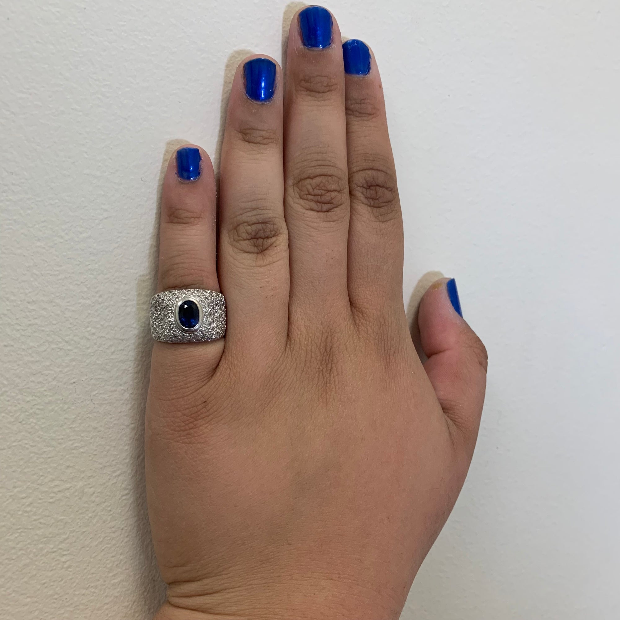 Diamond Encrusted Blue Sapphire Ring | 1.36ctw, 1.24ct | SZ 5.25 |