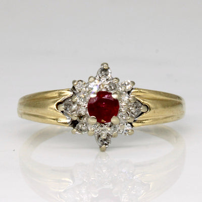 Ruby & Diamond Cluster Ring | 0.17ct, 0.16ctw | SZ 8 |