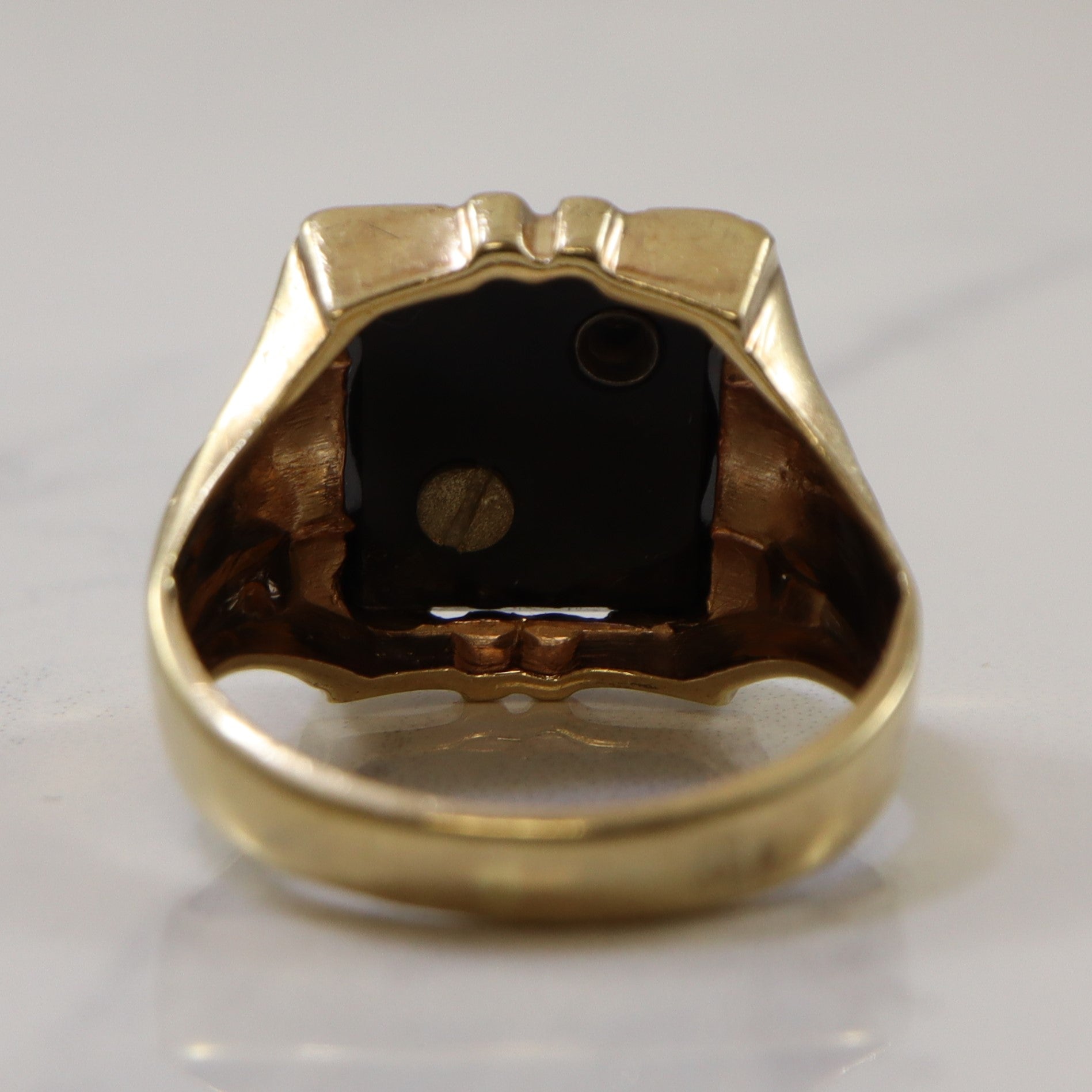 Initial 'H' Onyx & Diamond Ring | 5.00ct, 0.01ct | SZ 9.5 |