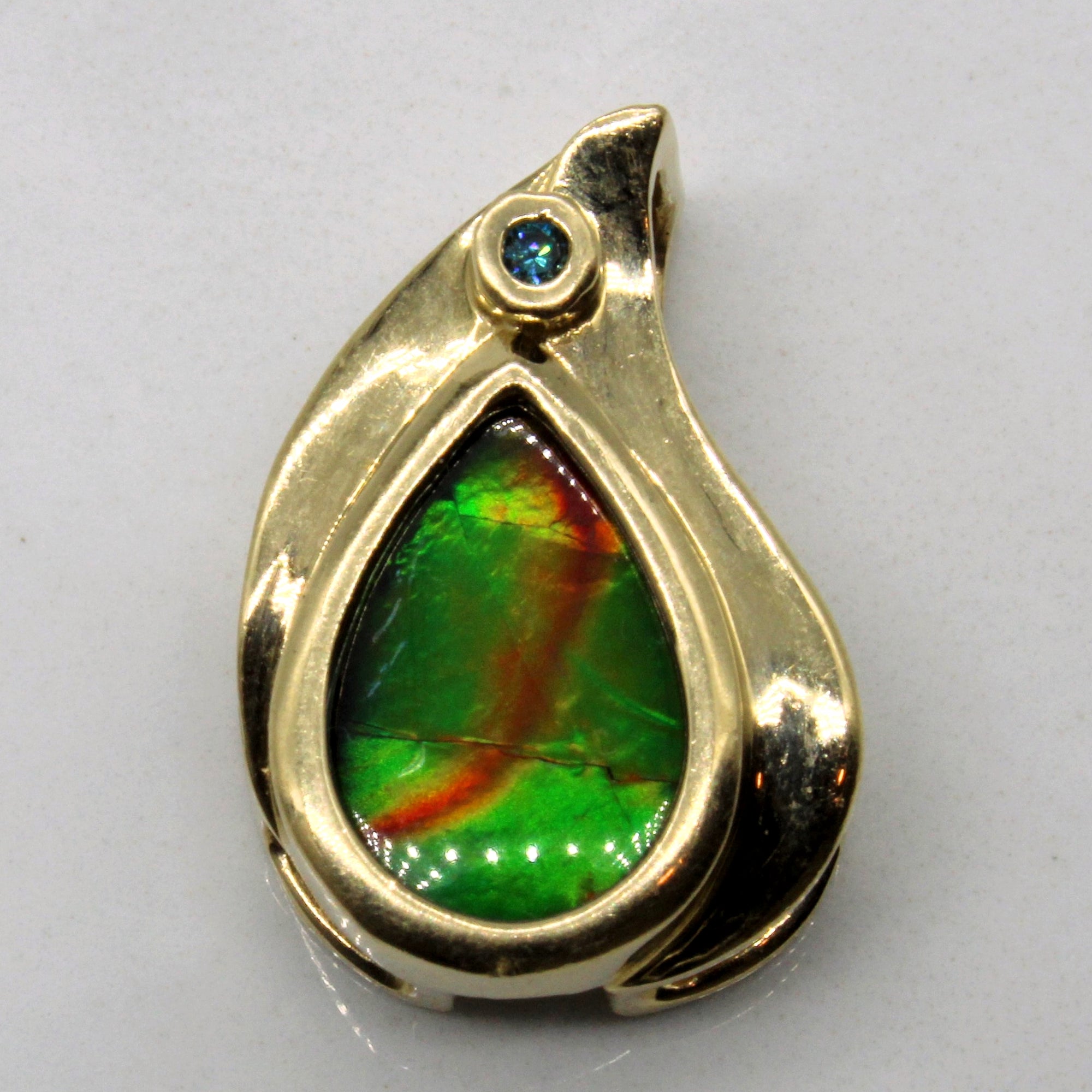 Ammolite & Blue Diamond Pendant | 1.50ct, 0.01ct |