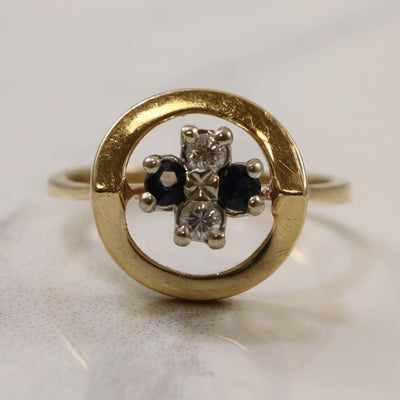 Diamond & Sapphire Open Work Ring | 0.08ctw, 0.10ctw | SZ 6.75 |