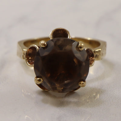 Textured Solitaire Smoky Quartz Ring | 5.00ct | SZ 9 |