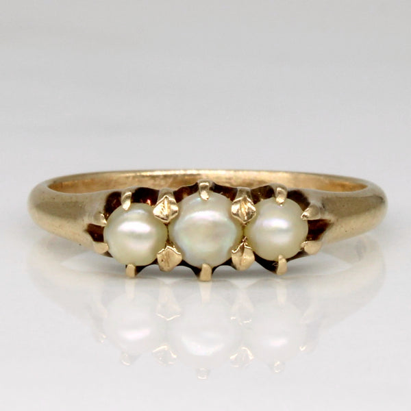 Three Stone Pearl Ring | SZ 4.75 |