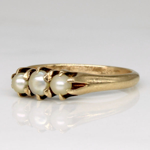 Three Stone Pearl Ring | SZ 4.75 |