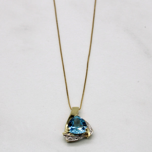 Blue Topaz & Diamond Necklace | 1.32ct, 0.02ctw | 17