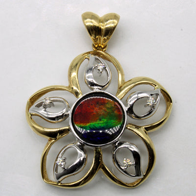 Ammolite & Diamond Floral Pendant | 1.60ct, 0.05ctw |