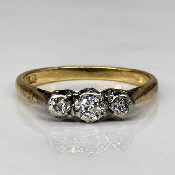 Mid Century Diamond Three Stone Ring | 0.15ctw | SZ 6 |