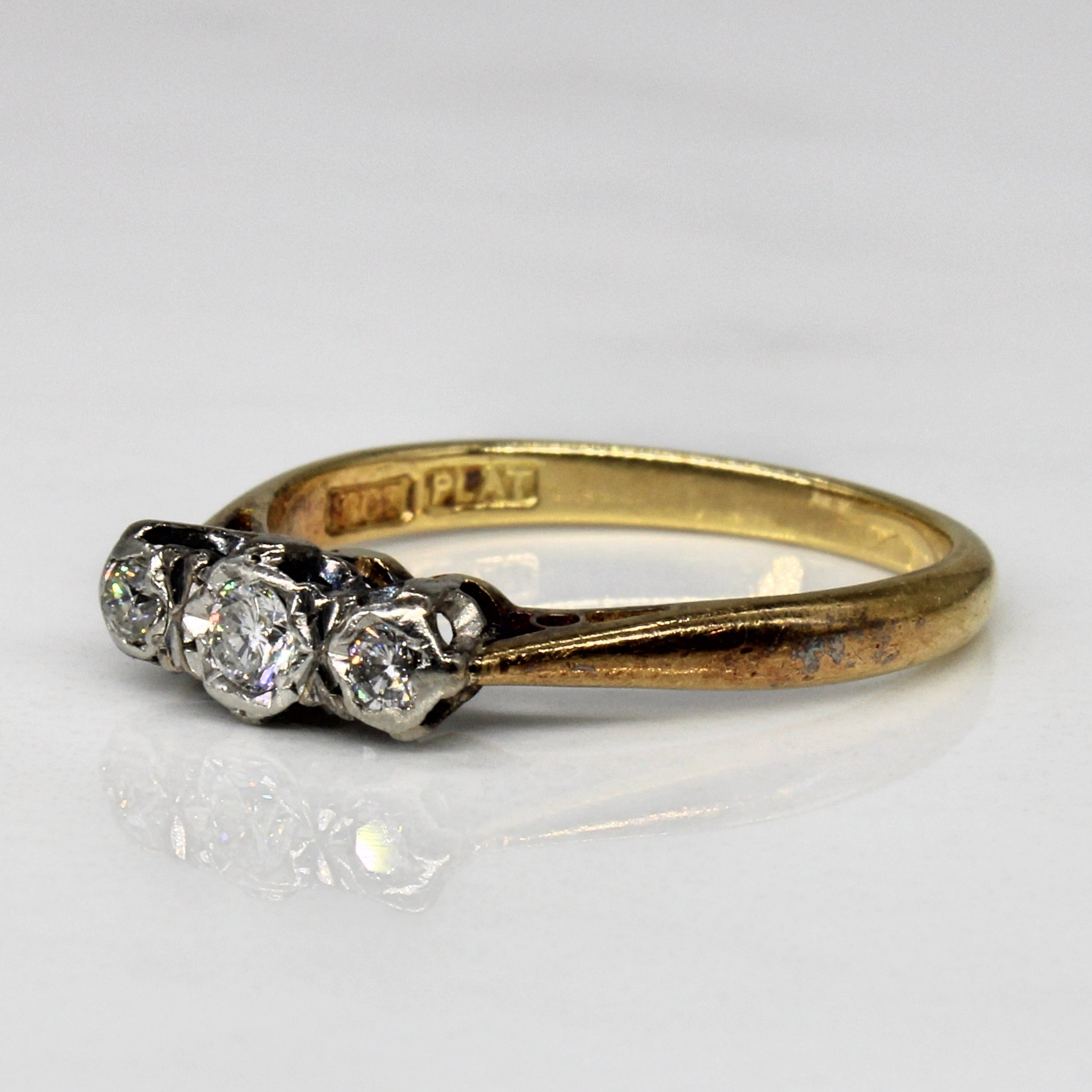 Mid Century Diamond Three Stone Ring | 0.15ctw | SZ 6 |